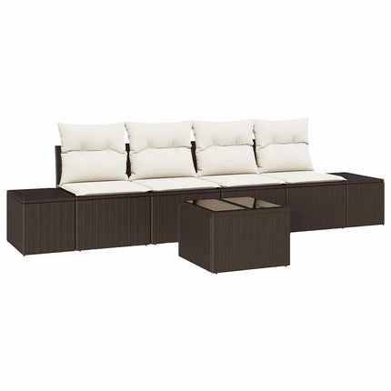 Havesofa Sæt 5 stk. Brun og Creme polyrattan