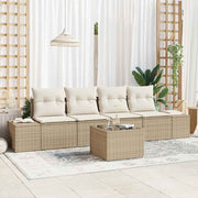 Havesofa Sæt med pude 5 pcs Beige og creme polyrattan