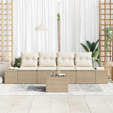 Havesofa Sæt 5 stk. Beige og creme polyrattan