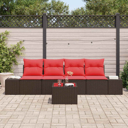 Havesofa Sæt 5 stk. Beige og Rød polyrattan
