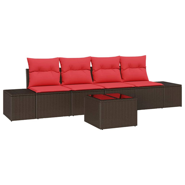 Havesofa Sæt 5 stk. Beige og Rød polyrattan