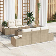 Havesofa Sæt med pude 6 pcs Beige og creme polyrattan