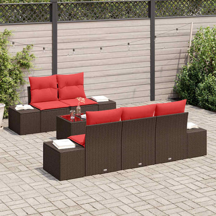 Havesofa Sæt 6 stk. Beige og Rød polyrattan
