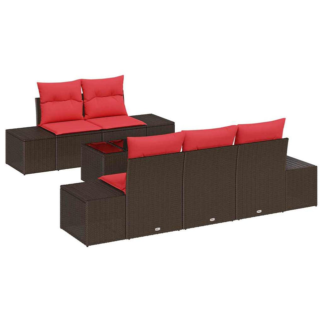 Havesofa Sæt 6 stk. Beige og Rød polyrattan