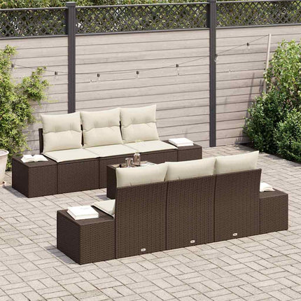 Havesofa Sæt 8 stk. Brun og Creme polyrattan