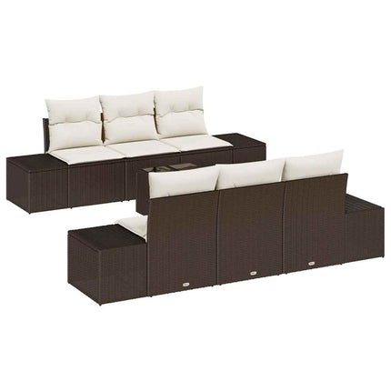 Havesofa Sæt 8 stk. Brun og Creme polyrattan