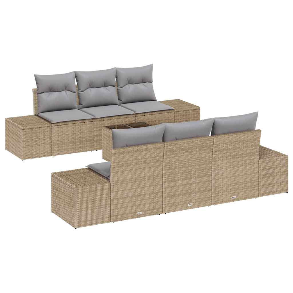 Havesofa Sæt med pude 8 pcs Beige og grå polyrattan