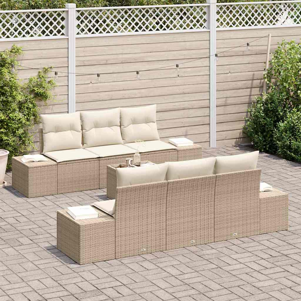 Havesofa Sæt med pude 8 pcs Beige og creme polyrattan