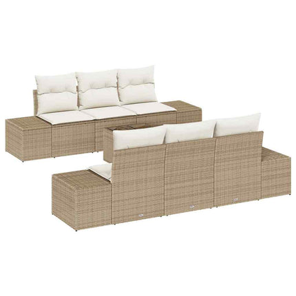 Havesofa Sæt 8 stk. Beige og creme polyrattan