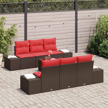 Havesofa Sæt 8 stk. Beige og Rød polyrattan