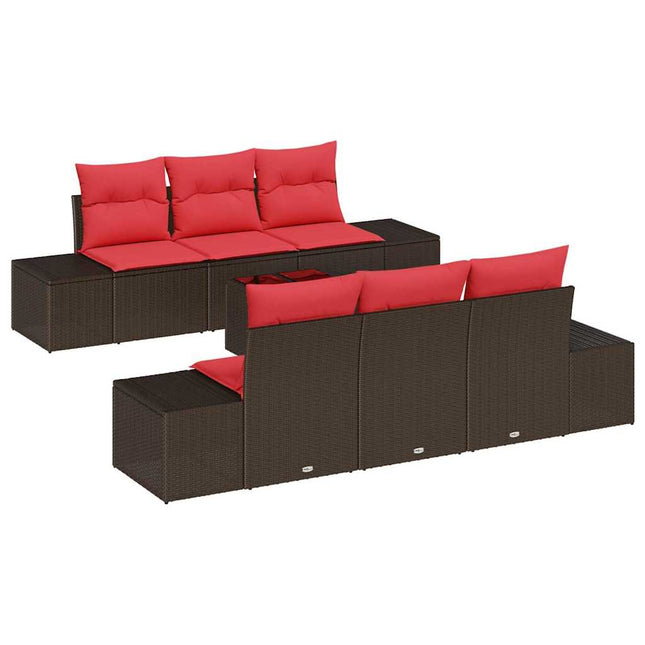 Havesofa Sæt 8 stk. Beige og Rød polyrattan
