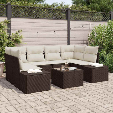 Havesofa Sæt 8 stk. Brun og Creme polyrattan