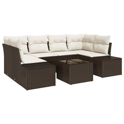 Havesofa Sæt 8 stk. Brun og Creme polyrattan