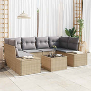Havesofa Sæt med pude 8 pcs Beige og grå polyrattan