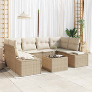 Havesofa Sæt med pude 8 pcs Beige og creme polyrattan