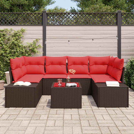 Havesofa Sæt 8 stk. Beige og Rød polyrattan