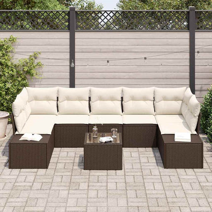 Havesofa Sæt 8 stk. Brun og Creme polyrattan