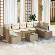 Havesofa Sæt med pude 8 pcs Beige og creme polyrattan