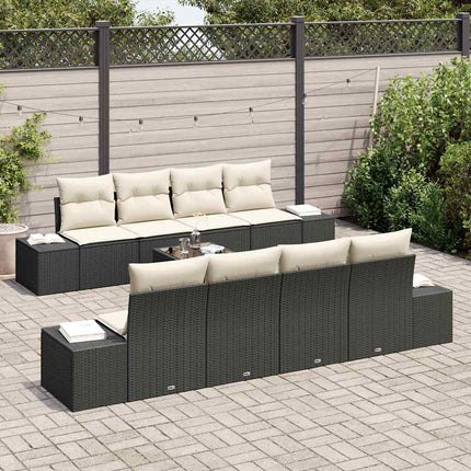 Havesofa Sæt 8 stk. Sort og Cream polyrattan