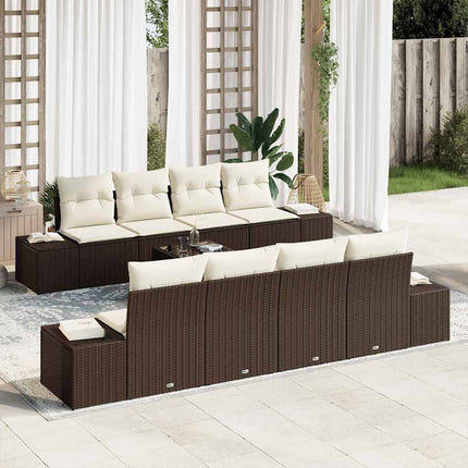 Havesofa Sæt 8 stk. Brun og Creme polyrattan