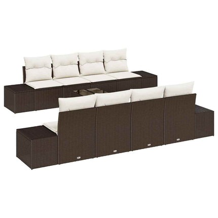 Havesofa Sæt 8 stk. Brun og Creme polyrattan