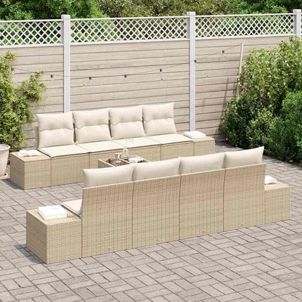 Havesofa Sæt 8 stk. Beige og creme polyrattan