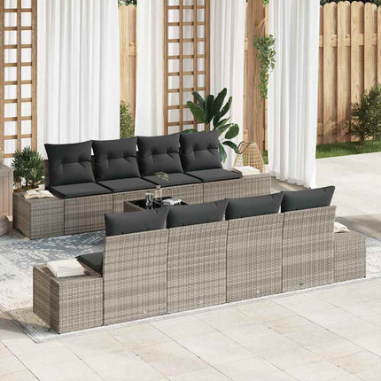 Havesofa Sæt 8 stk. Lysegrå og mørkegrå polyrattan