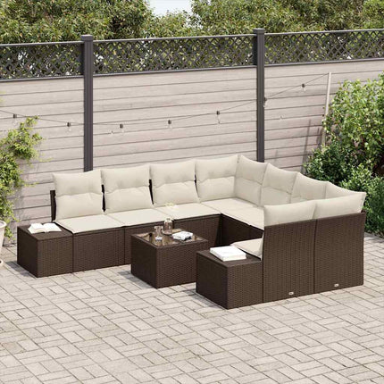 Havesofa Sæt 9 stk. Brun og Creme polyrattan