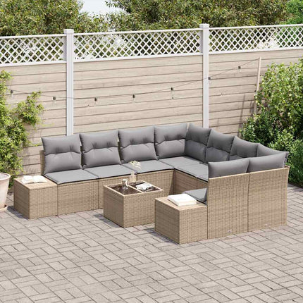 Havesofa Sæt 9 stk. Beige og grå polyrattan