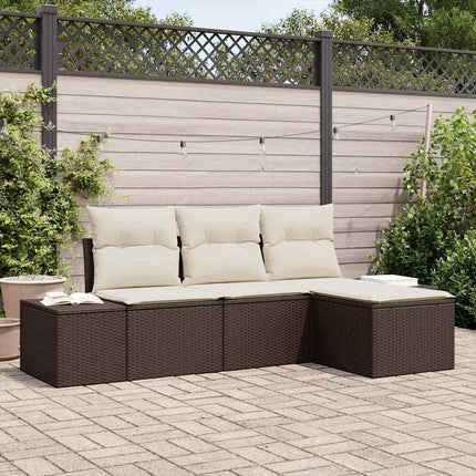 Havesofa Sæt 4 stk. Brun og Creme polyrattan