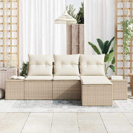 Havesofa Sæt 4 stk. Beige og creme polyrattan