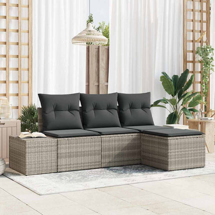 Havesofa Sæt 4 stk. Lysegrå polyrattan