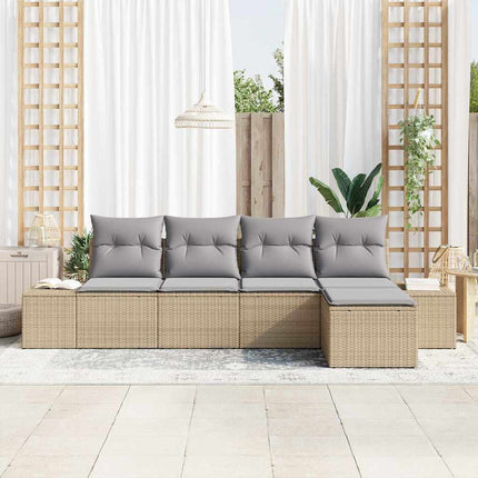 Havesofa Sæt 5 stk. Beige og lys grå polyrattan