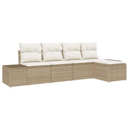 Havesofa Sæt 5 stk. Beige og creme polyrattan