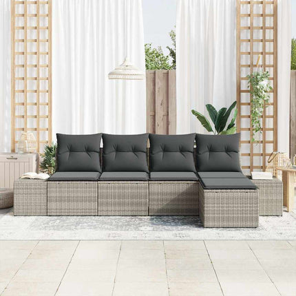 Havesofa Sæt 5 stk. Lysegrå polyrattan