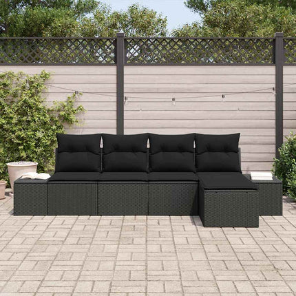 Havesofa Sæt 5 stk. Sort polyrattan