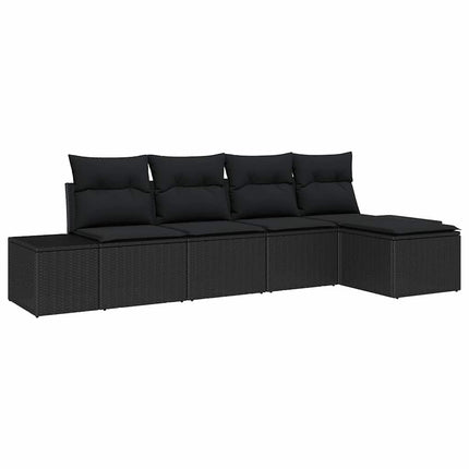 Havesofa Sæt 5 stk. Sort polyrattan