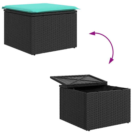 Havesofa Sæt 5 stk. Sort og turkis polyrattan