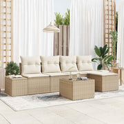 Havesofa Sæt med pude 5 pcs Beige og creme polyrattan