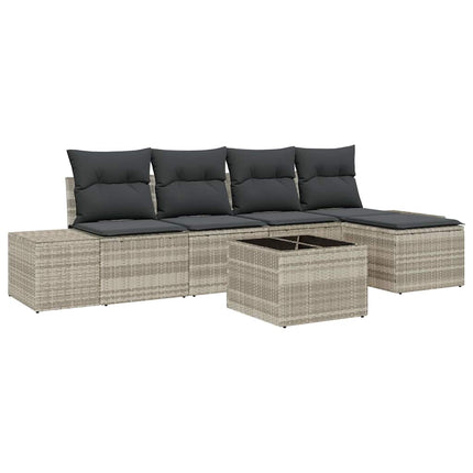 Havesofa Sæt 5 stk. Lysegrå polyrattan