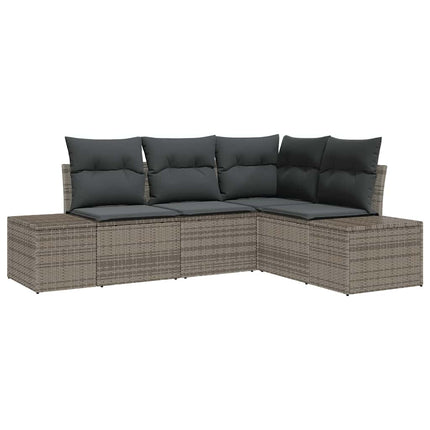 Havesofa Sæt med opbevaring 4 pcs Grå polyrattan