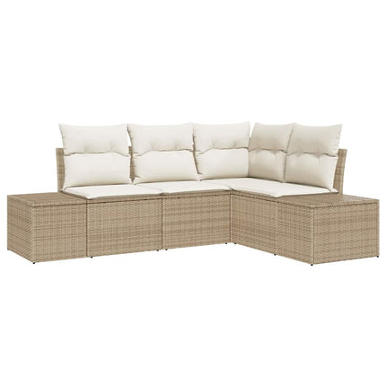 Havesofa Sæt 4 stk. Beige og creme polyrattan
