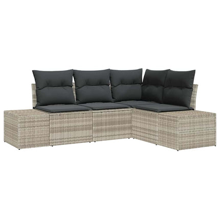 Havesofa Sæt 4 stk. Lysegrå polyrattan