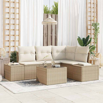Havesofa Sæt med opbevaring Beige og creme polyrattan