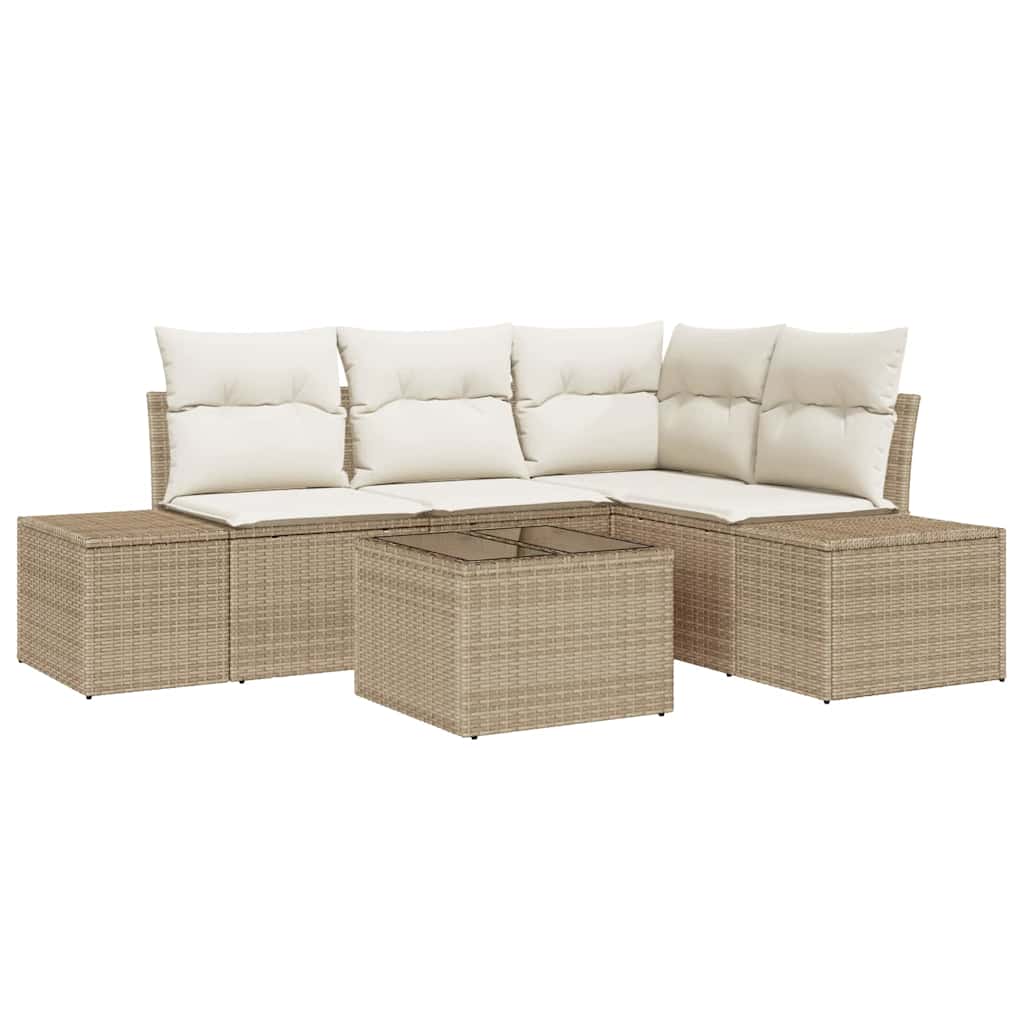 Havesofa Sæt med pude med opbevaring 5 pcs Beige og creme