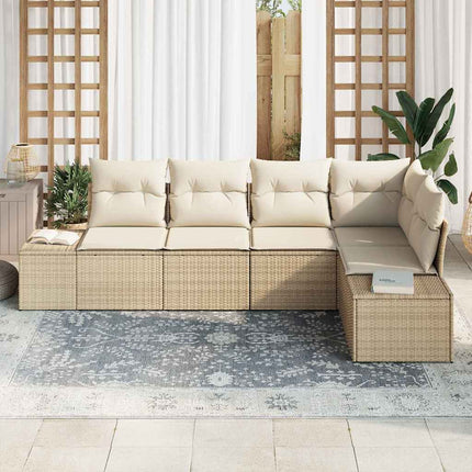 Havesofa Sæt 5 stk. Beige og creme polyrattan