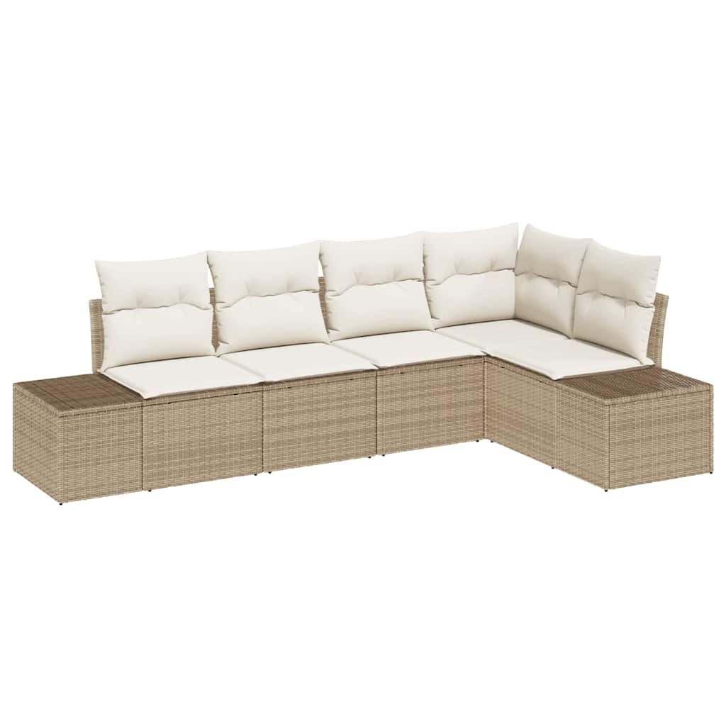 Havesofa Sæt med pude med opbevaring 5 pcs Beige og creme