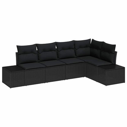 Havesofa Sæt 5 stk. Sort polyrattan