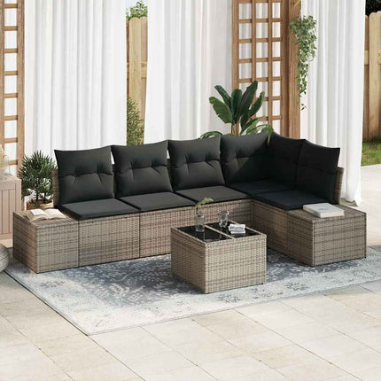 Havesofa Sæt med opbevaring Lysegrå polyrattan