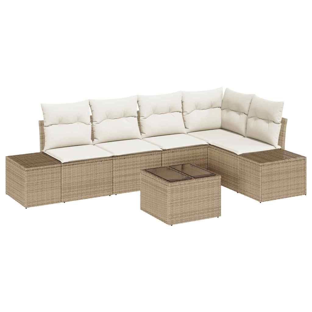 Havesofa Sæt med pude med opbevaring 6 pcs Beige og creme